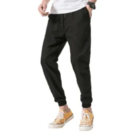 Black Joggers Pants Cotton Waistband Mens Trousers Casual Streetwear