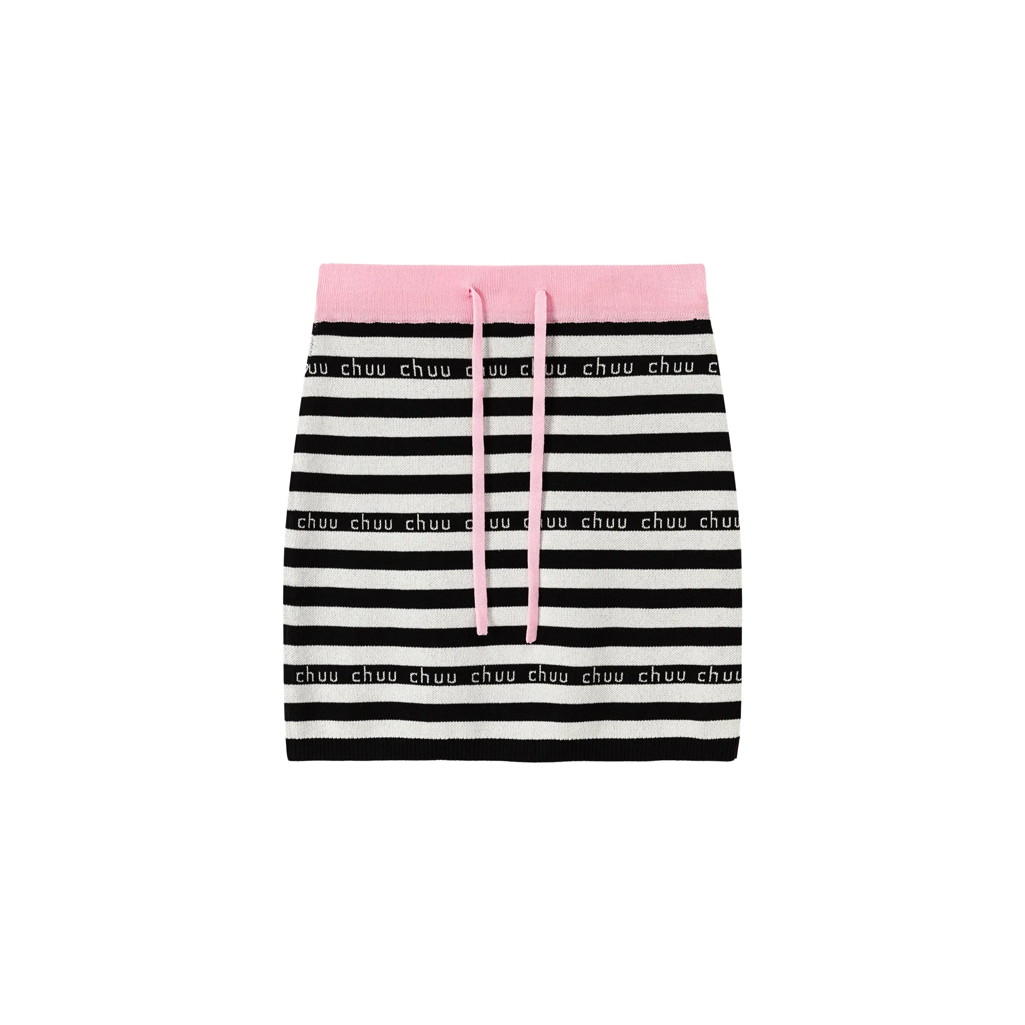 Color Banded String Chuu Lettering Striped Skirt