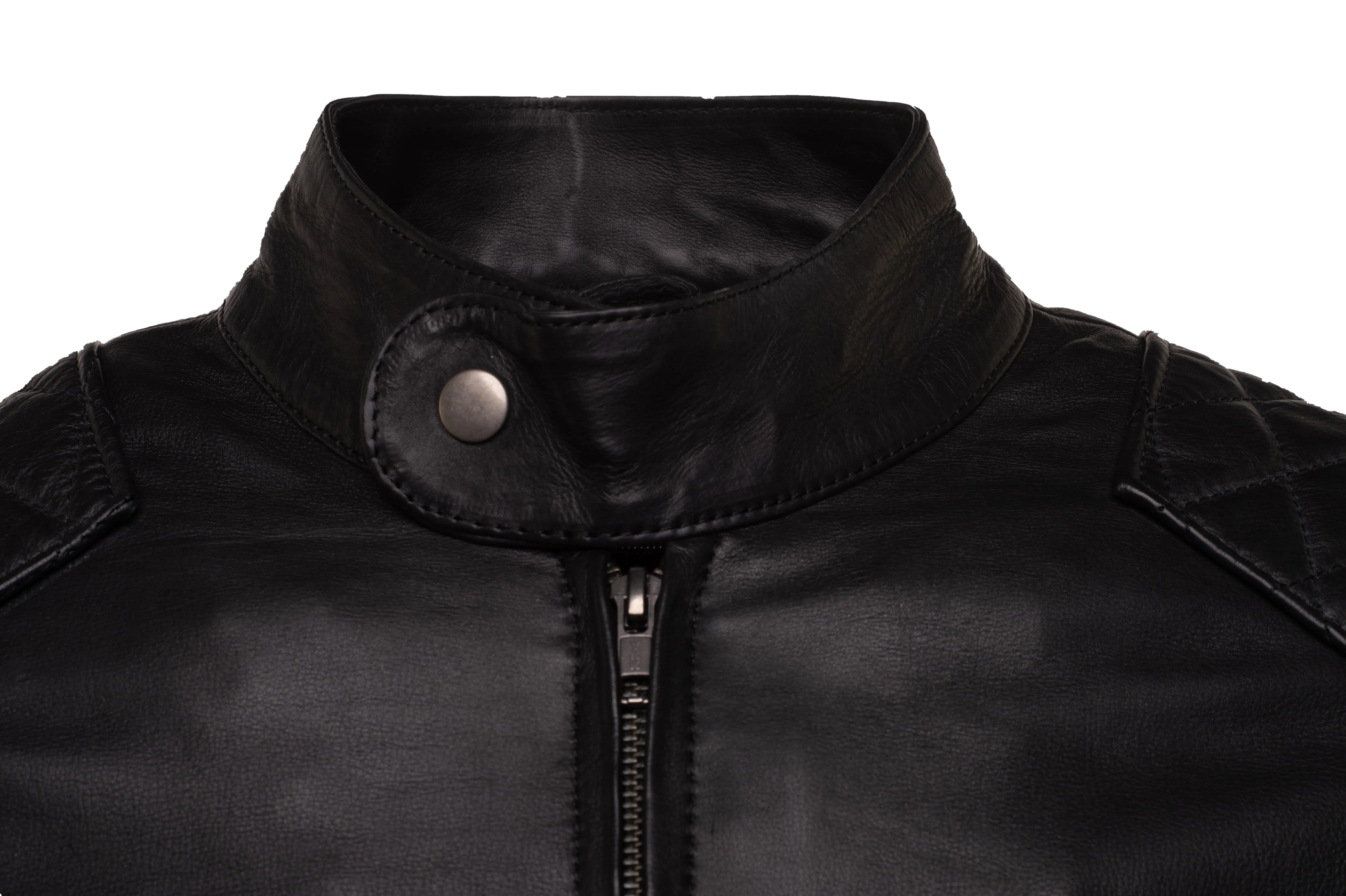 Mens Welsh Moto Style Leather Jacket with Diamond Stitching Detail - Premium Motorcycle Outerwear